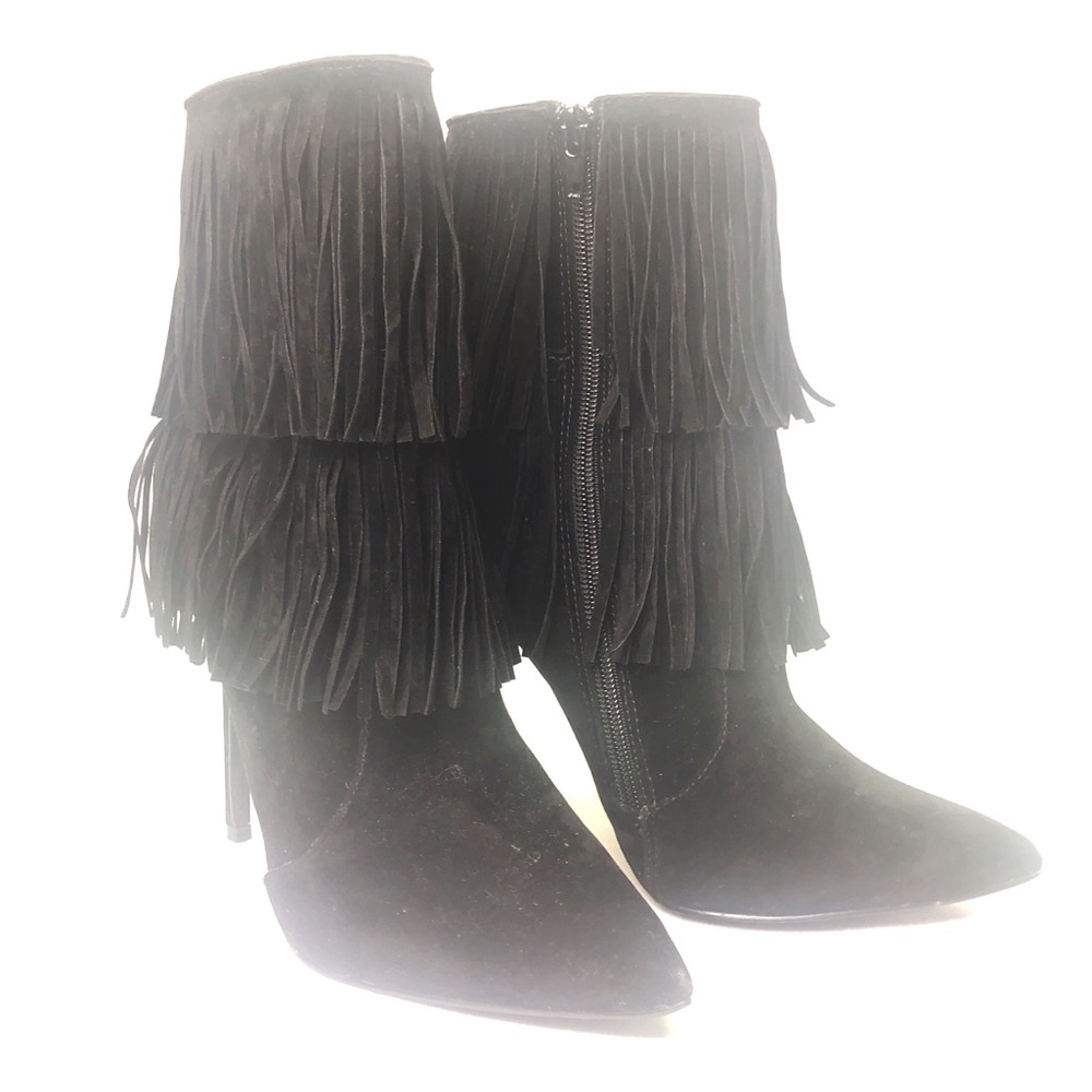 Shoe Republic LA Fringe Bootie Stiletto Sexy 8.5